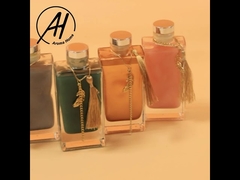 زجاجة عطر زجاجية بملصق خاص 100 مل مع غطاء معدني ذهبي