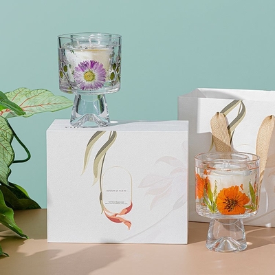 Velas Healing Immortal Flower Glass Crystal Cup Aromatherapy شمعة مع حقيبة