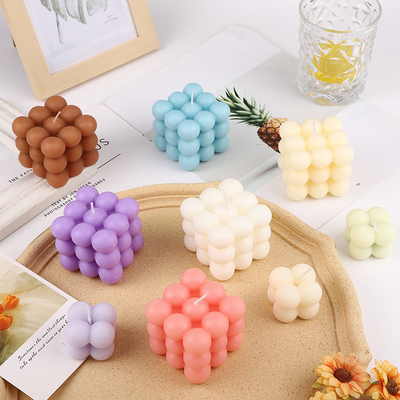 AROMA HOME Cube Ball Shape ماكارونس لون شموع منحوتة معطرة لحفل الزفاف