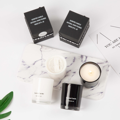 AROMA HOME شمعة زجاجية معطرة فاخرة بعلامة تجارية خاصة من AROMA HOME أسود أبيض