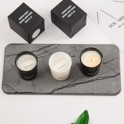 AROMA HOME شمعة زجاجية معطرة فاخرة بعلامة تجارية خاصة من AROMA HOME أسود أبيض