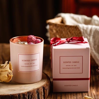 AROMA HOME تسمية خاصة وردية رومانسية علاج عطري فاخر زهور مجففة معطرة شموع شمع الصويا لمشهد الأحداث