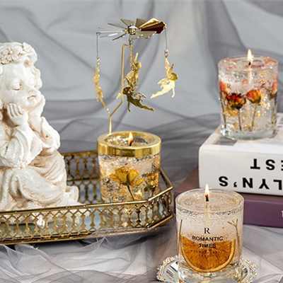 AROMA ديكور المنزل زهرة برائحة هلام العطر شمعة فاخرة العلامة الخاصة هلام الصويا الشمع شمعة معطرة في جرة زجاجية