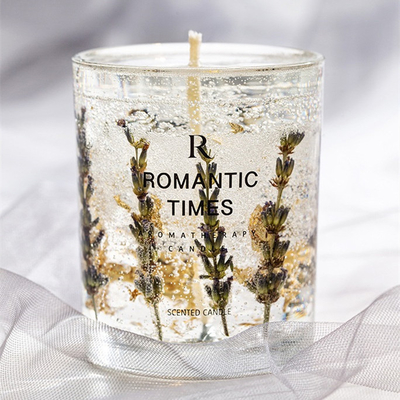 AROMA ديكور المنزل زهرة برائحة هلام العطر شمعة فاخرة العلامة الخاصة هلام الصويا الشمع شمعة معطرة في جرة زجاجية