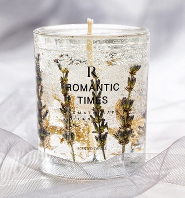 AROMA ديكور المنزل زهرة برائحة هلام العطر شمعة فاخرة العلامة الخاصة هلام الصويا الشمع شمعة معطرة في جرة زجاجية