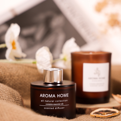 مرطبان زجاجي معطر بالزيت بسعر خاص من AROMA HOME مجموعة هدايا شموع معطرة من القصب البني الفاخر