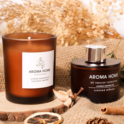 مرطبان زجاجي معطر بالزيت بسعر خاص من AROMA HOME مجموعة هدايا شموع معطرة من القصب البني الفاخر