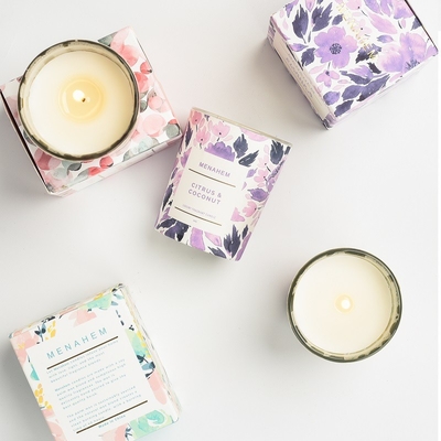 AROMA HOME الجملة الفاخرة المنزلية هدية مجموعة مخصص الإبداعية زهرة العطر الزجاج جرة الصويا الشمع شمعة معطرة