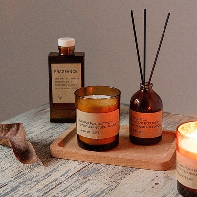 AROMA HOME Factory Direct Brown Glass Soy Wax Aromatherapy Smokeless Fragrance Wellness Ornament Gift شمعة معطرة