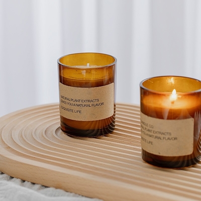 AROMA HOME Factory Direct Brown Glass Soy Wax Aromatherapy Smokeless Fragrance Wellness Ornament Gift شمعة معطرة