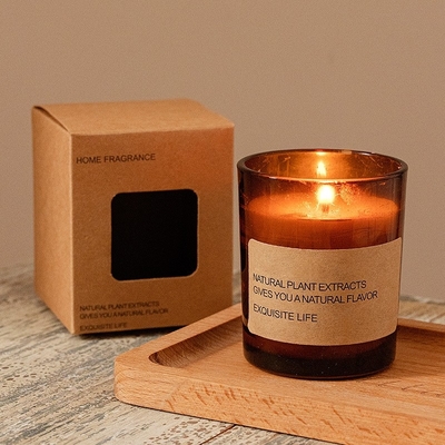 AROMA HOME Factory Direct Brown Glass Soy Wax Aromatherapy Smokeless Fragrance Wellness Ornament Gift شمعة معطرة
