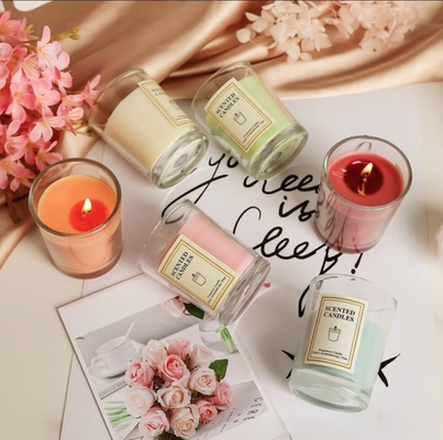 AROMA HOME علامة خاصة فاخرة مخصصة للعلاج بالروائح الاسكندنافية العطر المعطرة شمع الصويا شموع برطمانات شفافة مع صندوق هدايا