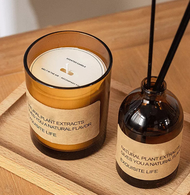 AROMA HOME مجموعة هدايا فاخرة مخصصة خاصة للعلاج العطري بشمع الصويا شموع معطرة من القصب مع لوح خشبي M