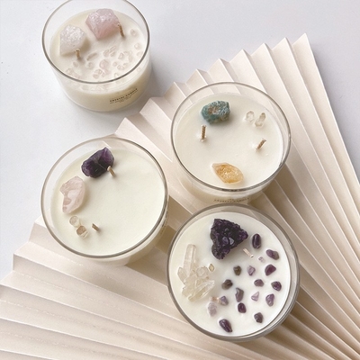 AROMA HOME Custom Logo Soy Wax Crystal Stone Candles كبيرة معطرة 10 أونصة