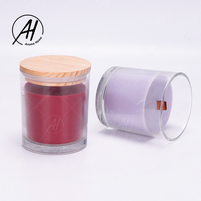 جرة زجاجية غطاء خشبي للمنزل Dor Custom Soy Wax شموع معطرة تسمية خاصة 8OZ