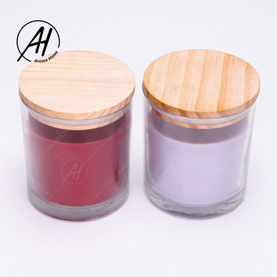 جرة زجاجية غطاء خشبي للمنزل Dor Custom Soy Wax شموع معطرة تسمية خاصة 8OZ