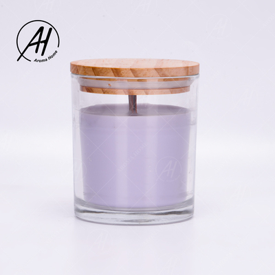 جرة زجاجية غطاء خشبي للمنزل Dor Custom Soy Wax شموع معطرة تسمية خاصة 8OZ