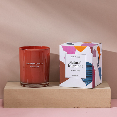Aroma Home Custom Screen Printing رذاذ لون زجاج شمع الصويا شمعة معطرة مع صندوق