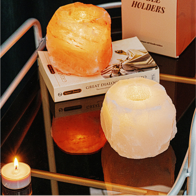 مجموعة مصابيح حجر الكريستال والزخارف الصخرية 4 حامل شموع Tealight