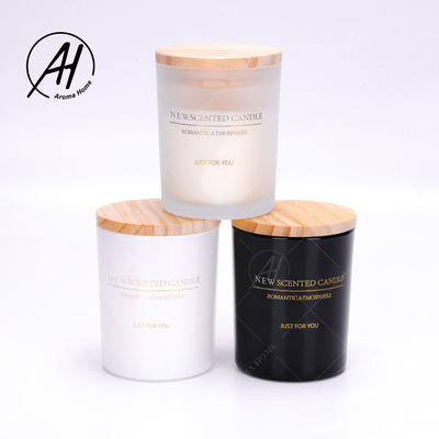 زيت عطري كبير معطر أسود أبيض برطمان زجاجي غير لامع 100٪ شمع صويا شمع سبا