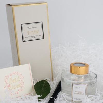مجموعة هدايا Aroma Reed Diffuser 126 مل زجاجة مستديرة فاخرة بغطاء ذهبي