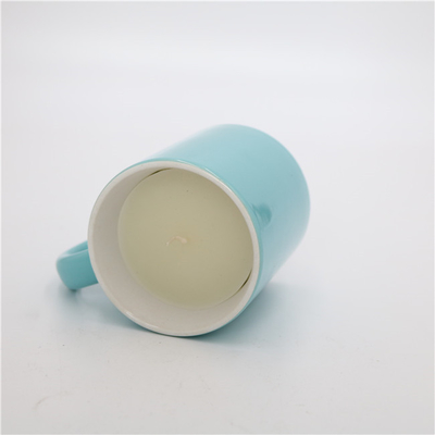 Aroma Home Shiny Blue Round Tea Cup شمعة سيراميك معطر بحجم 5.5 أونصة